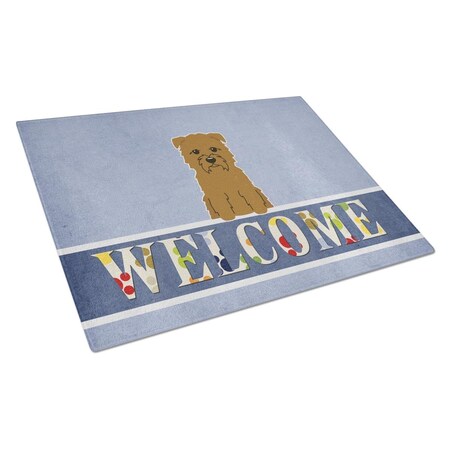 Carolines Treasures Glen of Imal Tan Welcome Glass Cutting Board Large BB5641LCB